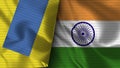India and Ukraine Realistic Flag Ã¢â¬â Fabric Texture Illustration Royalty Free Stock Photo